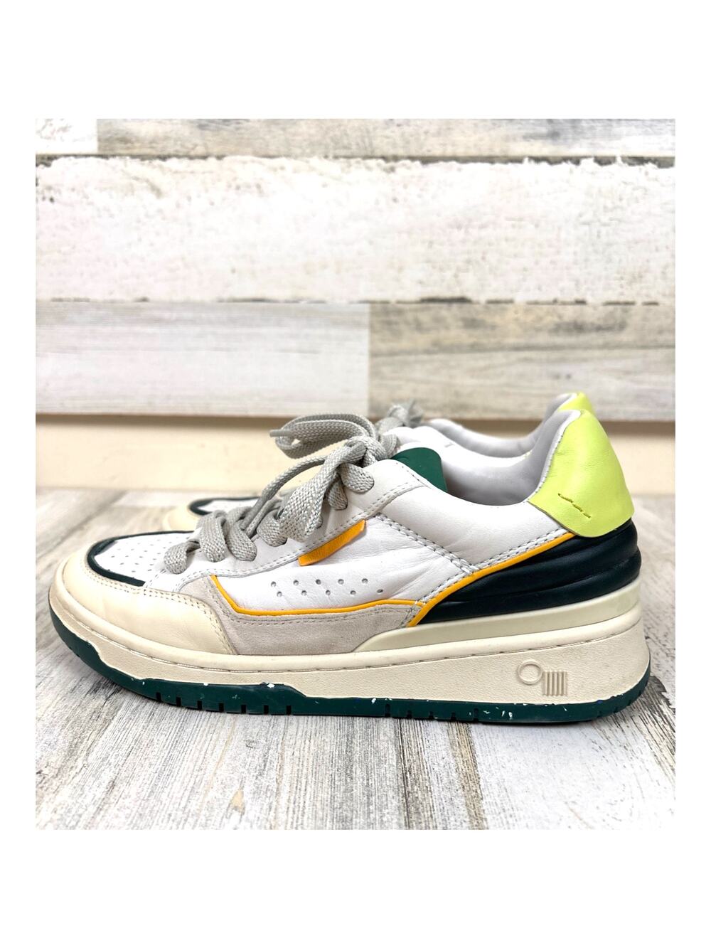 Oncept Paris 6 Green White Leather Suede Low Top Sneakers Designer Luxe